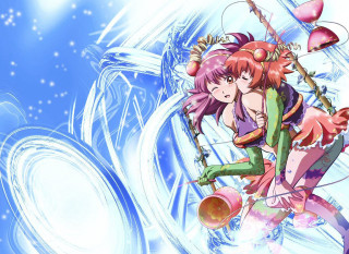 Anime couple hugging blue bubbles - the background free wallpaper