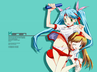 Anime girls blue hair gun - a gun free wallpaper