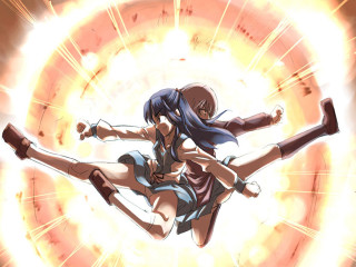 Anime girls backlight explosion duel - a circular object free wallpaper