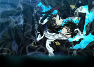 Anime couple gothic blue black - paint free wallpaper
