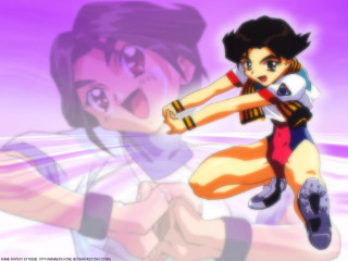 Cartoon holding woman anime rayonism - a hologram free wallpaper for desktop