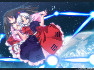 Flying anime characters planet stars - anime visual free wallpaper