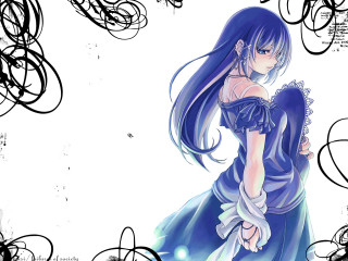 Woman blue dress lace anime - a white background free wallpaper