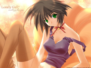 Anime girl purple shirt green - a purple shirt free wallpaper