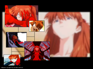 Anime redhair blueeyes collage shinji - a mosaic free wallpaper