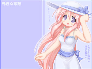 Pink hair white dress sun - a white dress and a hat free wallpaper