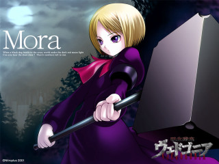 Woman purple dress sword grave - full free wallpaper