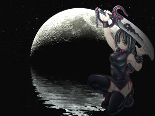 Moon water sword woman fullmoon - full free wallpaper