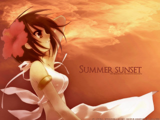 Woman white dress flower sunset - a sunset free wallpaper