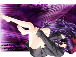 Woman purple background anime blush - her leg free wallpaper for desktop