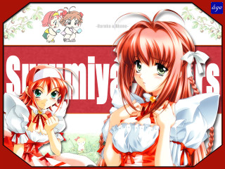 Red haired angel girls white - anime visual free wallpaper