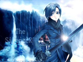 Man blue outfit sword waterfall - a man free wallpaper