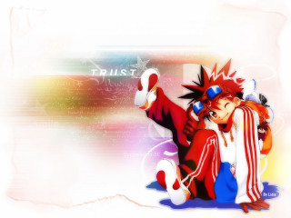 Red haired anime sitting gloves - a anime character free wallpaper