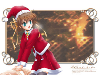 Girl red dress santa hat - a picture frame free wallpaper