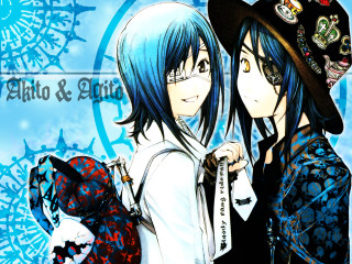 Blue hair anime girls hats - a tie free wallpaper