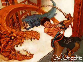 Man demon sword cyberpunk fantasy - a sword next free wallpaper