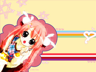 Anime girl pink hair cat - net art free wallpaper