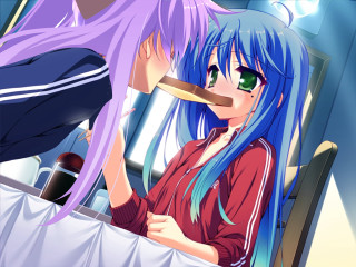 Bluehair purplewig twogirls yandere pastel - another girl free wallpaper