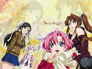Anime group girls yellow pink - eizan kikukawa free wallpaper