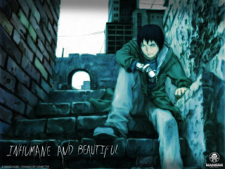Man sitting urban brick wall - the picture free wallpaper