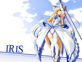 Anime swordgirl blue ribbon clouds - a blue ribbon free wallpaper