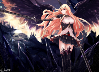Woman long hair sword dark - darkness free wallpaper