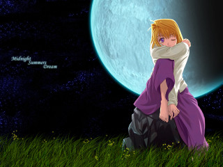 Purple dress girl hugging man - magical free wallpaper for desktop