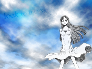 Woman dress longhair flying sky - blue sky free wallpaper