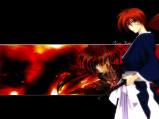 Redhair bluekimono moonfire sword poster - red hair free wallpaper
