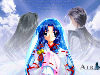 Angel bluehair whitedress wings screenshot - another character free wallpaper
