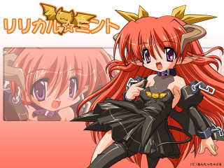 Demon girl red hair horns - gold free wallpaper