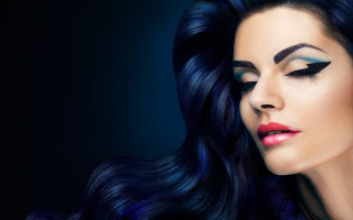 Woman longhair blue eyeshadow black - edwin georgi free wallpaper