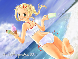 Cartoon girl bikini icecream beach - claire falkenstein free wallpaper for desktop