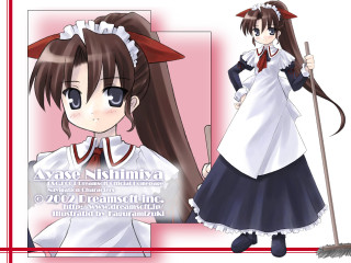 Maid portrait broom blush blackdress - official art free wallpaper for desktop