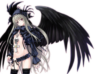 Gothic woman black wings black - black wing free wallpaper