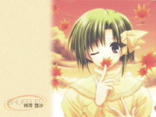 Green hair yellow dress autumn - green hair free wallpaper