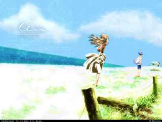 Girl fence field dog man - in a field free wallpaper