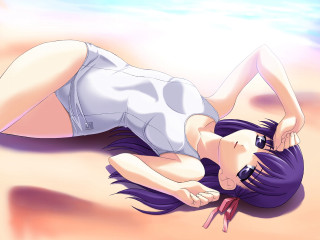 Woman beach sky rayonism portrait - her knee free wallpaper