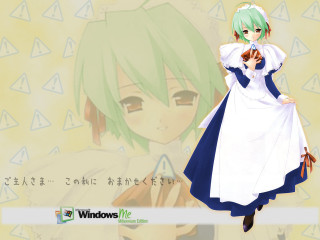 Anime greenhair whitebluedress brownbag remodernism - a brown bag free wallpaper