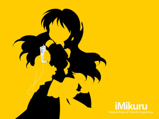 Woman cellphone yellow silhouette minimalism - kyoto animation free wallpaper