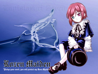 Anime girl sitting blue background - a anime girl free wallpaper