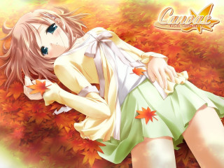 Girl autumn leaves forest blue - autumn free wallpaper