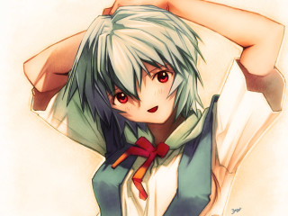 Anime girl rayonism colorized red - a tie free wallpaper