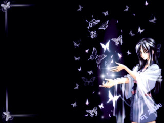 Butterfly girl anime gothic bird - her body free wallpaper for desktop