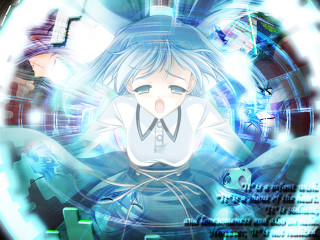 Blue hair girl crying cat - a circle free wallpaper