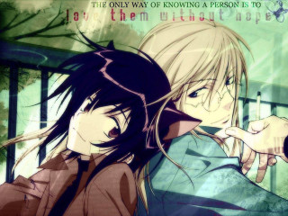 Anime characters holding hands pointing - two anime character one free wallpaper