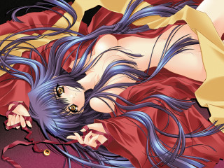 Woman longhair reddress yellowshirt anime - a yellow shirt free wallpaper