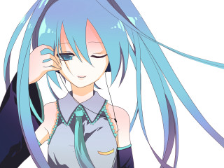 Blue hair girl talking cellphone - flowing hair free wallpaper
