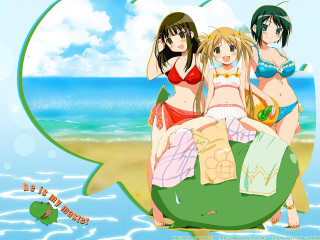 Three girls beach birthday bikini - happy free wallpaper