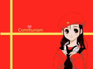 Girl red hat coat cat - socialist realism free wallpaper
